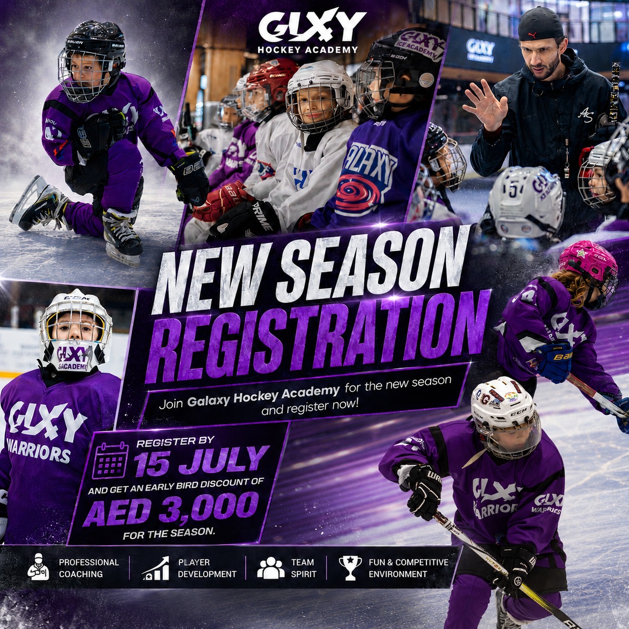 Galaxy Hockey Academy: New Season Registration, Early Bird AED 3,000 discount until 15 July